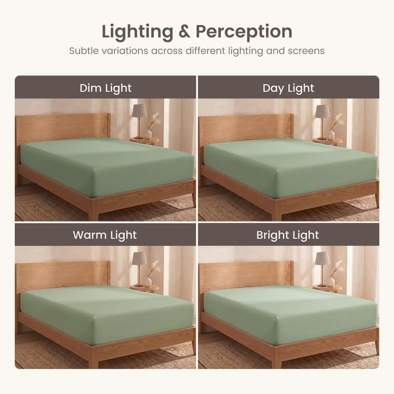 100% Organic Cotton 1 King Size Fitted Sheet Only | 300 Thread Count Sateen Weave GOTS Certified with Deep Pocket - Basil