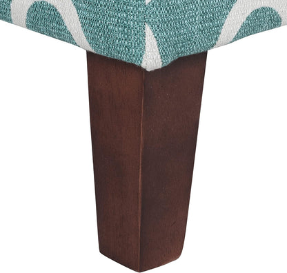 36" Storage Ottoman Bench with Hinged Lid - Teal Blue Geometric