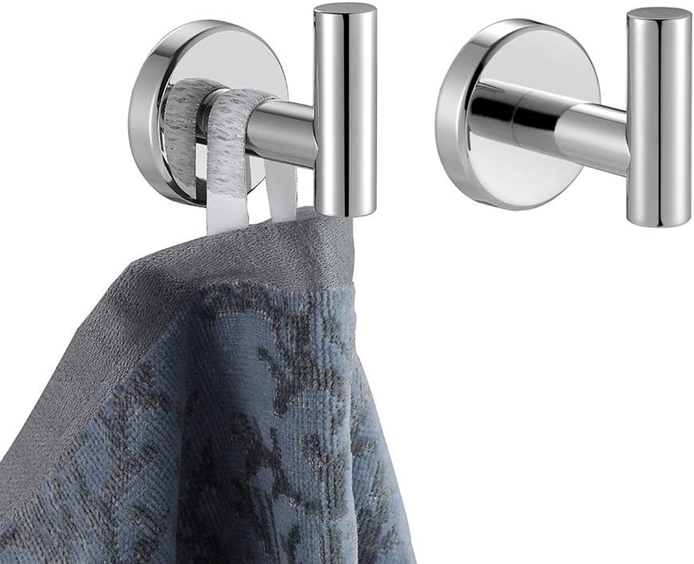 Chrome Bathroom Towel Hook, 304 Stainless Steel Coat Robe Clothes Hook for Bathroom Kitchen Garage Wall Mounted (Pack of 2), TH100-CH-P2