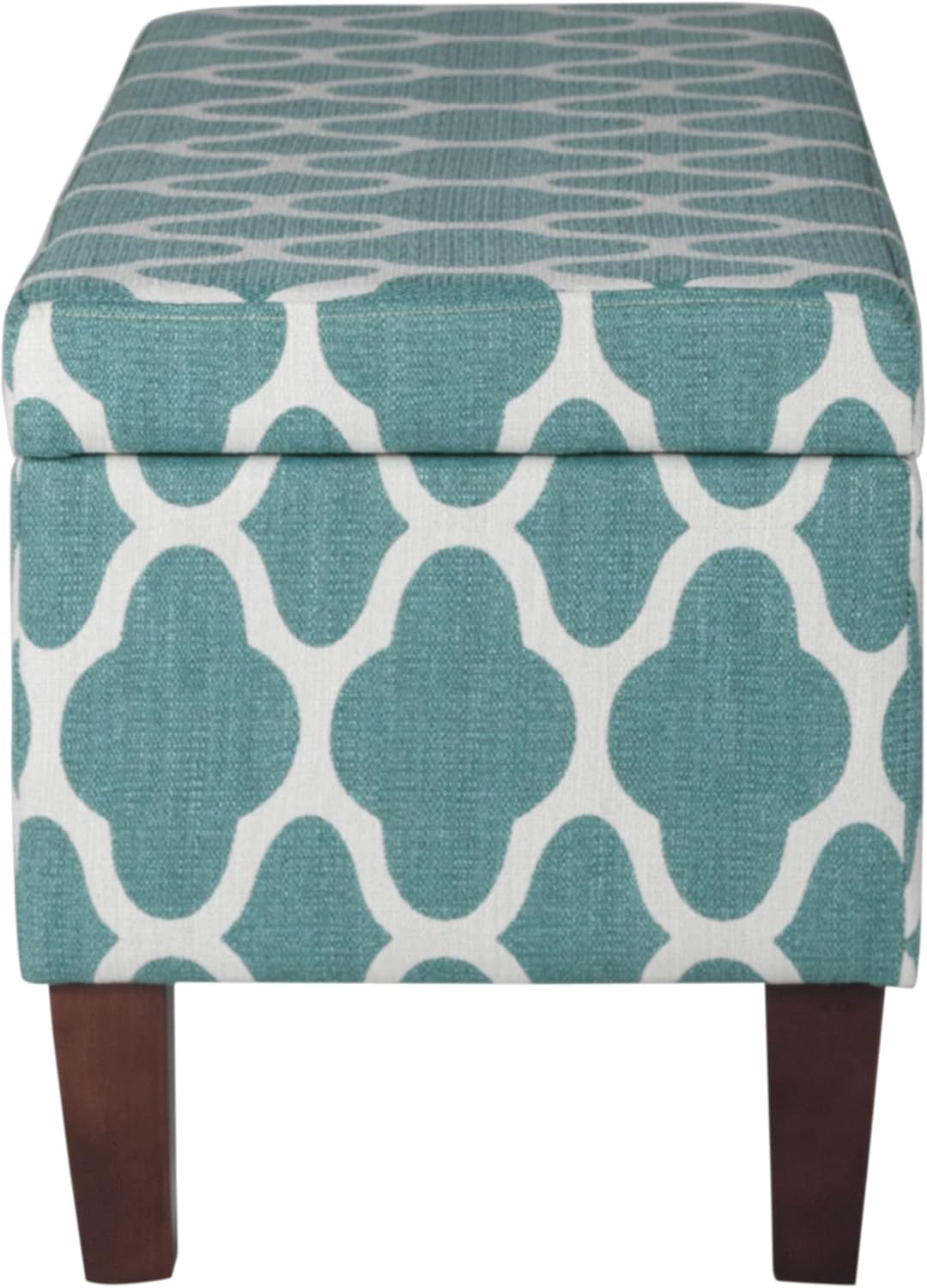 36" Storage Ottoman Bench with Hinged Lid - Teal Blue Geometric