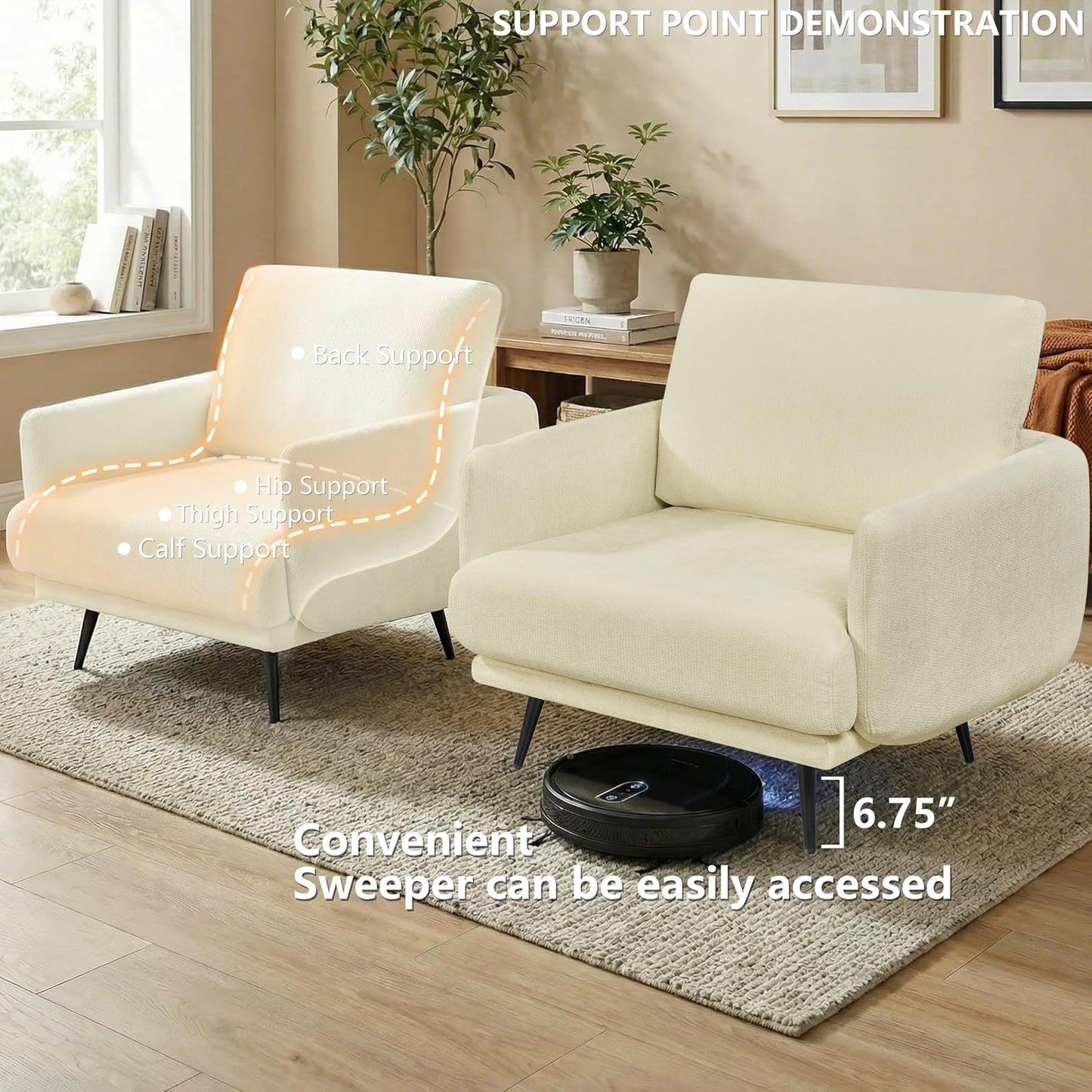 37.5” Oversized Accent Chair for Living Room, Chenille Armchair for Living Room