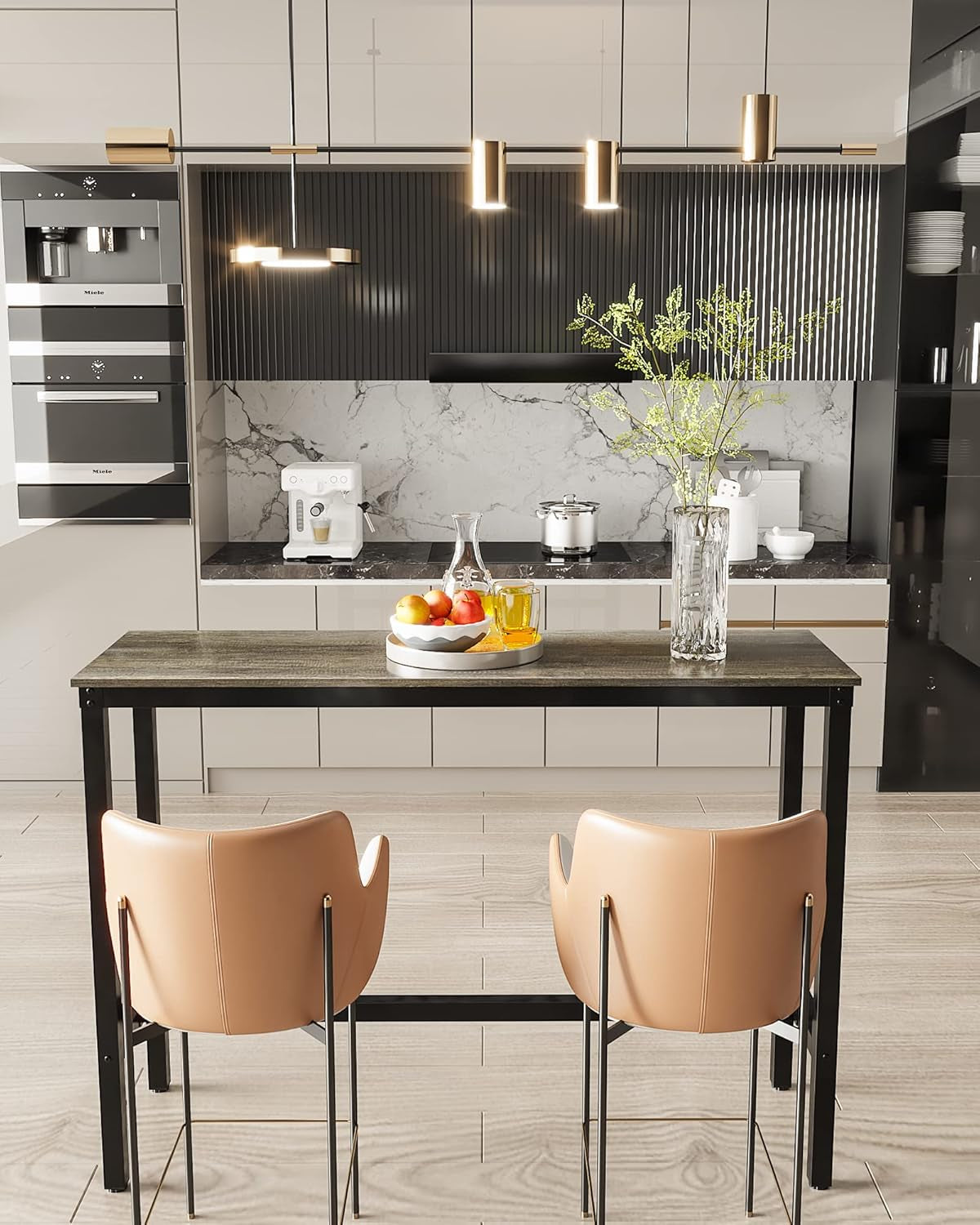 Bar Table, Bar Height Pub Table, High Top Cocktail Table for Kitchen Dining | 47.24" Rectangular Bar High Table for Kitchen Nook, Home Bar, Living Room, Bistro, Pub, Party, Sturdy Metal Frame