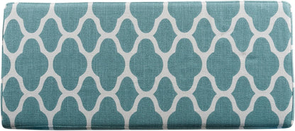 36" Storage Ottoman Bench with Hinged Lid - Teal Blue Geometric