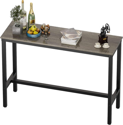 Bar Table, Bar Height Pub Table, High Top Cocktail Table for Kitchen Dining | 47.24" Rectangular Bar High Table for Kitchen Nook, Home Bar, Living Room, Bistro, Pub, Party, Sturdy Metal Frame