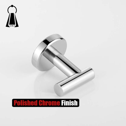 Chrome Bathroom Towel Hook, 304 Stainless Steel Coat Robe Clothes Hook for Bathroom Kitchen Garage Wall Mounted (Pack of 2), TH100-CH-P2