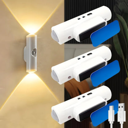LED Wall Magnetic Motion Sensor Night Light USB Rechargeable with Smart Sensor for Indoor Hallway Stairs Bedroom