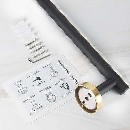 Bath Towel Bar, Thicken Stainless Steel Shower Towel Rack Holder Wall Mounted for Bathroom, 33-Lnch Overall Length-30-Lnch Usable Hanging Space (1 Pack, Matte Black & Gold)