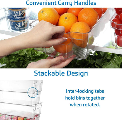 Fridge Organizer - 14 Piece Refrigerator Organizer Bins - Stackable Freezer Organizer - Clear Refrigerator Organizer - Acrylic Fridge Bins, (VDS-SB-BIN-14SET)
