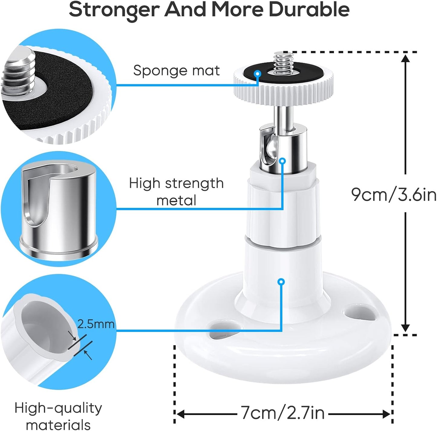 Wall Mount Kit for Wyze Cam Pan V3/ Wyze Cam V4/V3 - 2 Pack White | 360 Degree Swivel Adjustable Bracket, Camera Mount for Wyze Cam Outdoor/Indoor Accessories, Others Camera with Same Interface