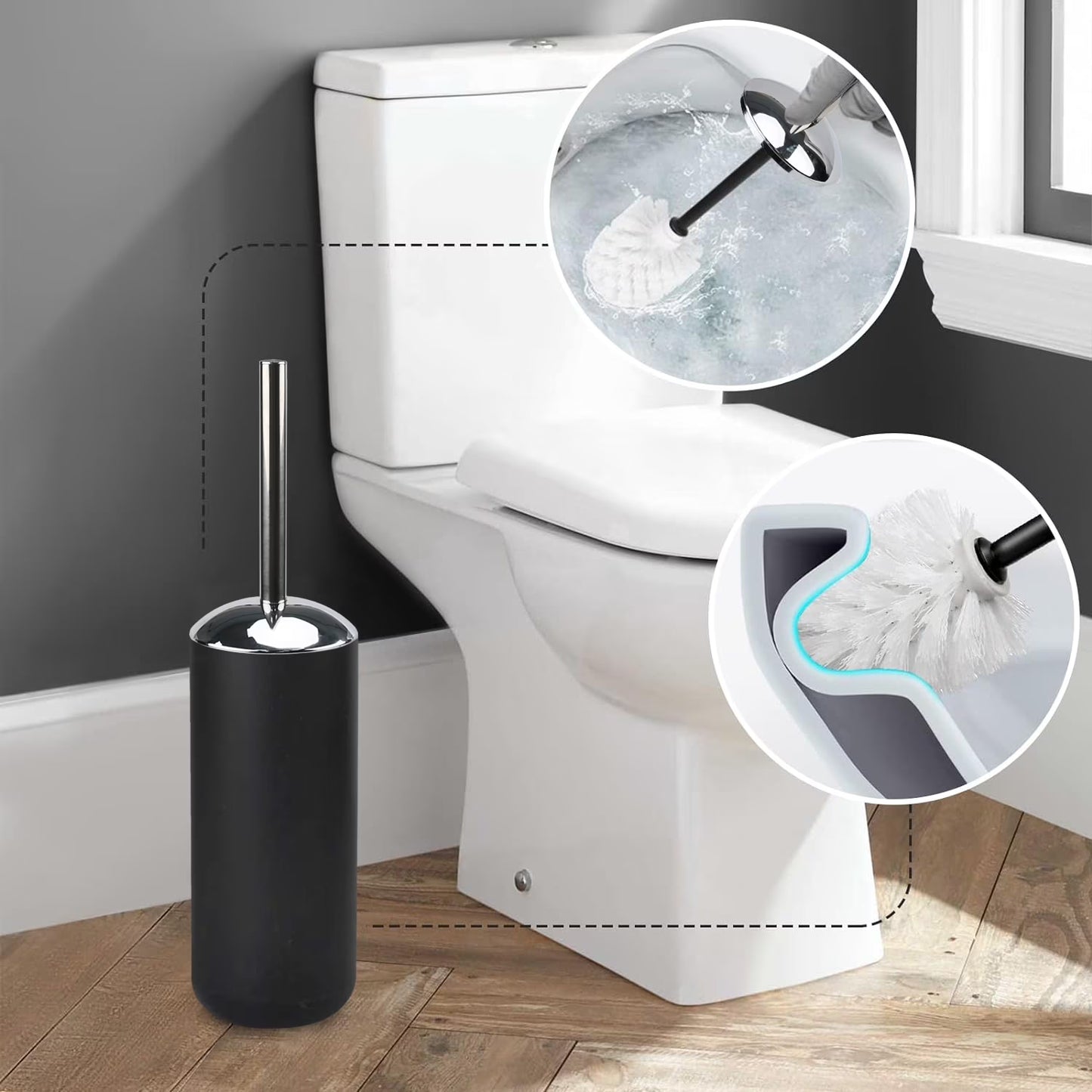 6 Plastic Bathroom Linen & Accessory Set, Black
