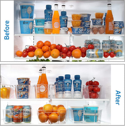 Fridge Organizer - 14 Piece Refrigerator Organizer Bins - Stackable Freezer Organizer - Clear Refrigerator Organizer - Acrylic Fridge Bins, (VDS-SB-BIN-14SET)