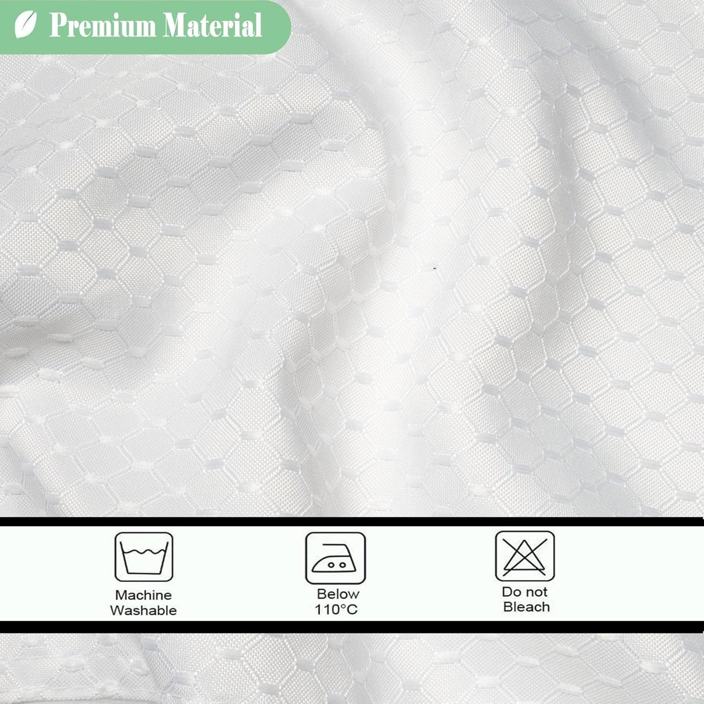 Waffle Weave Fabric Shower Curtain with Mesh Window, Heavy Duty Decorative Bathroom Curtain with White Pique Pattern, Spa-Like Hotel Luxury, Water-Repellent,71X 74 Inches