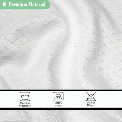 Waffle Weave Fabric Shower Curtain with Mesh Window, Heavy Duty Decorative Bathroom Curtain with White Pique Pattern, Spa-Like Hotel Luxury, Water-Repellent,71X 74 Inches