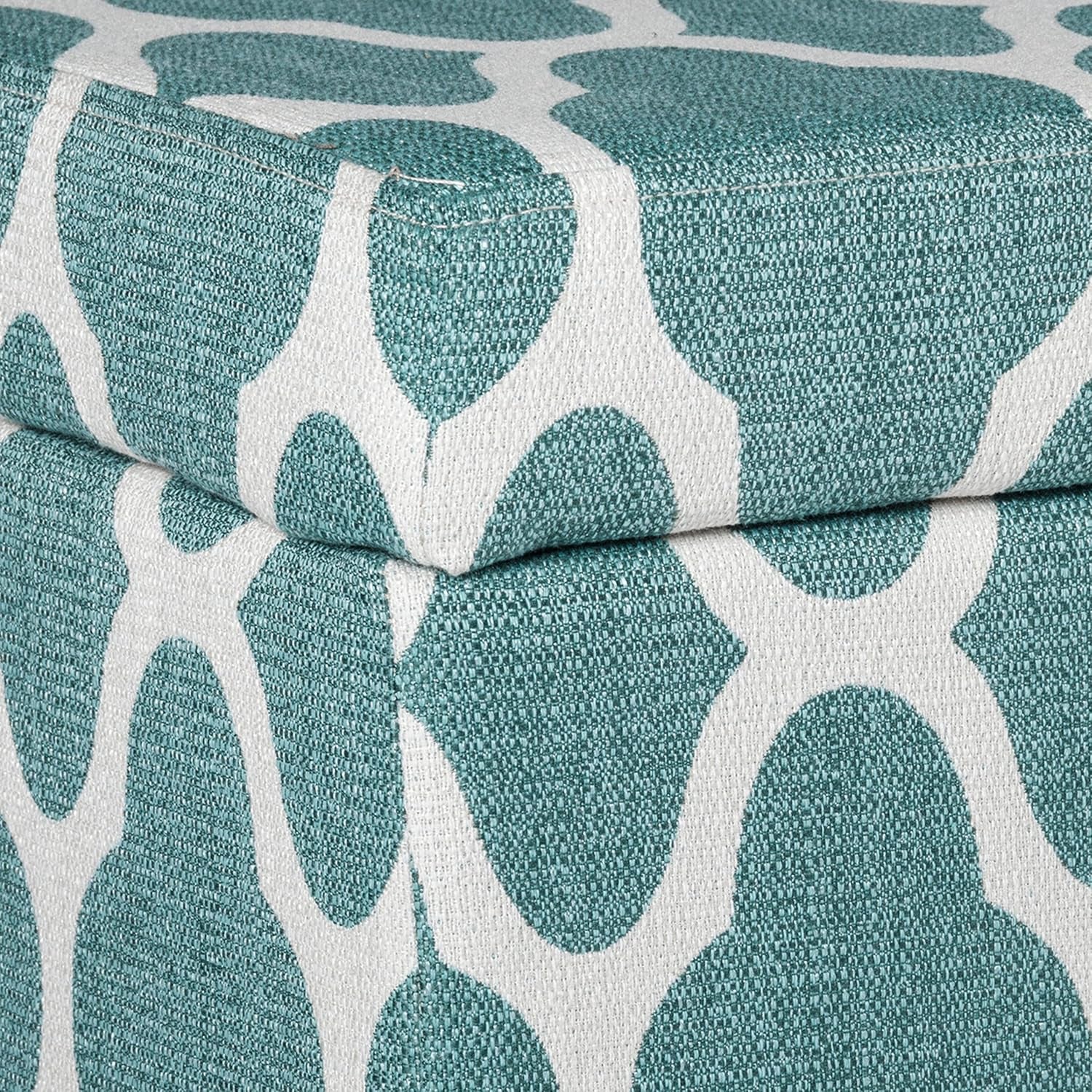 36" Storage Ottoman Bench with Hinged Lid - Teal Blue Geometric