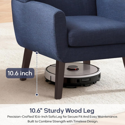 Accent Chair for Living Room,Upholstered Button Linen Armchair Chair | Mid Century Modern Tufted Armchair with Fabric,Comfy Arm Chairs for Club Living Room Reading Bedroom,Waiting Room Dark Blue