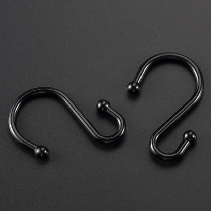 Metal Shower Curtain Hooks, Rust Proof Shower Curtain Rings, Black Shower Curtain Hooks for Bathroom, S Shaped Decorative Shower Hooks Hangers for Shower Curtain Rod,Set of 12