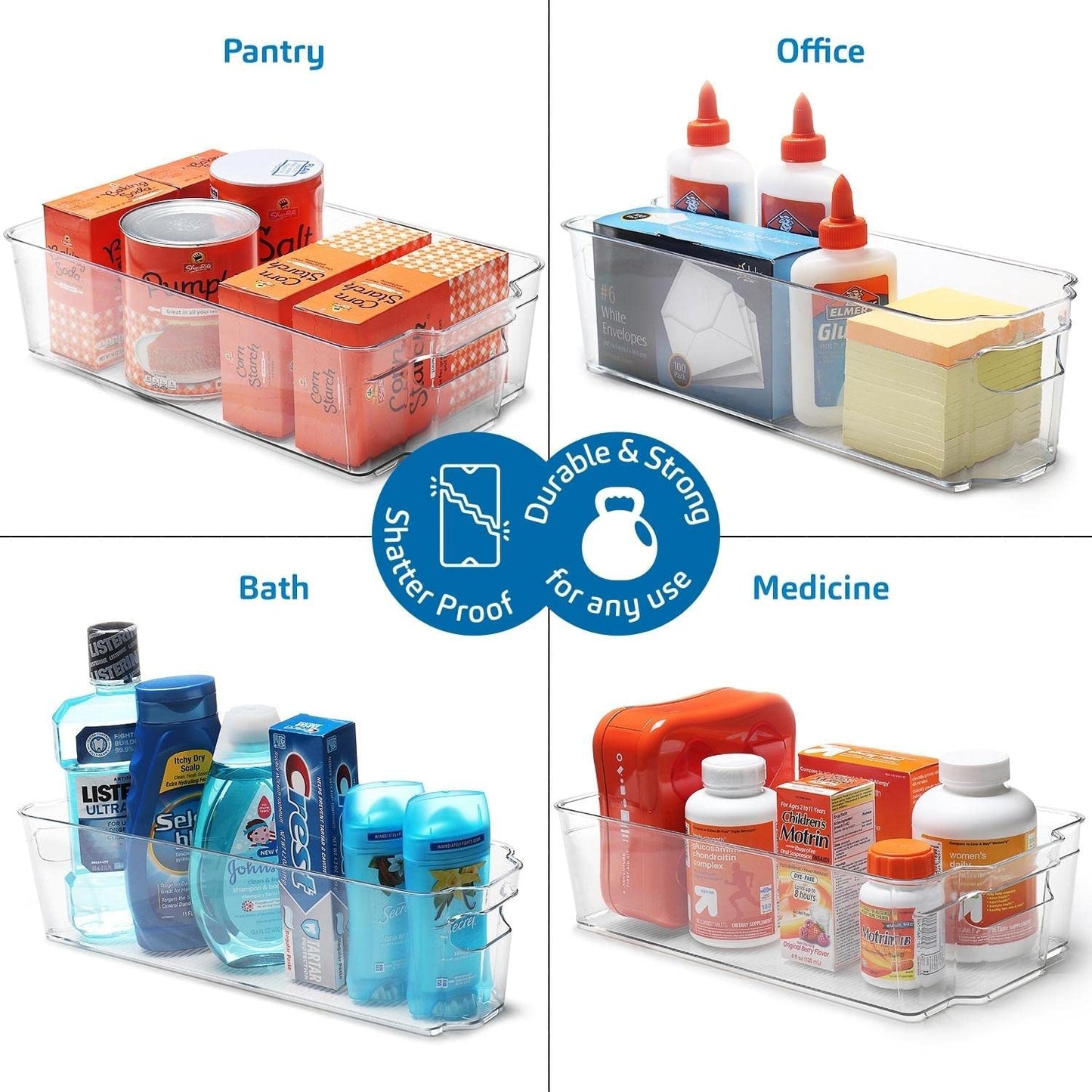 Fridge Organizer - 14 Piece Refrigerator Organizer Bins - Stackable Freezer Organizer - Clear Refrigerator Organizer - Acrylic Fridge Bins, (VDS-SB-BIN-14SET)