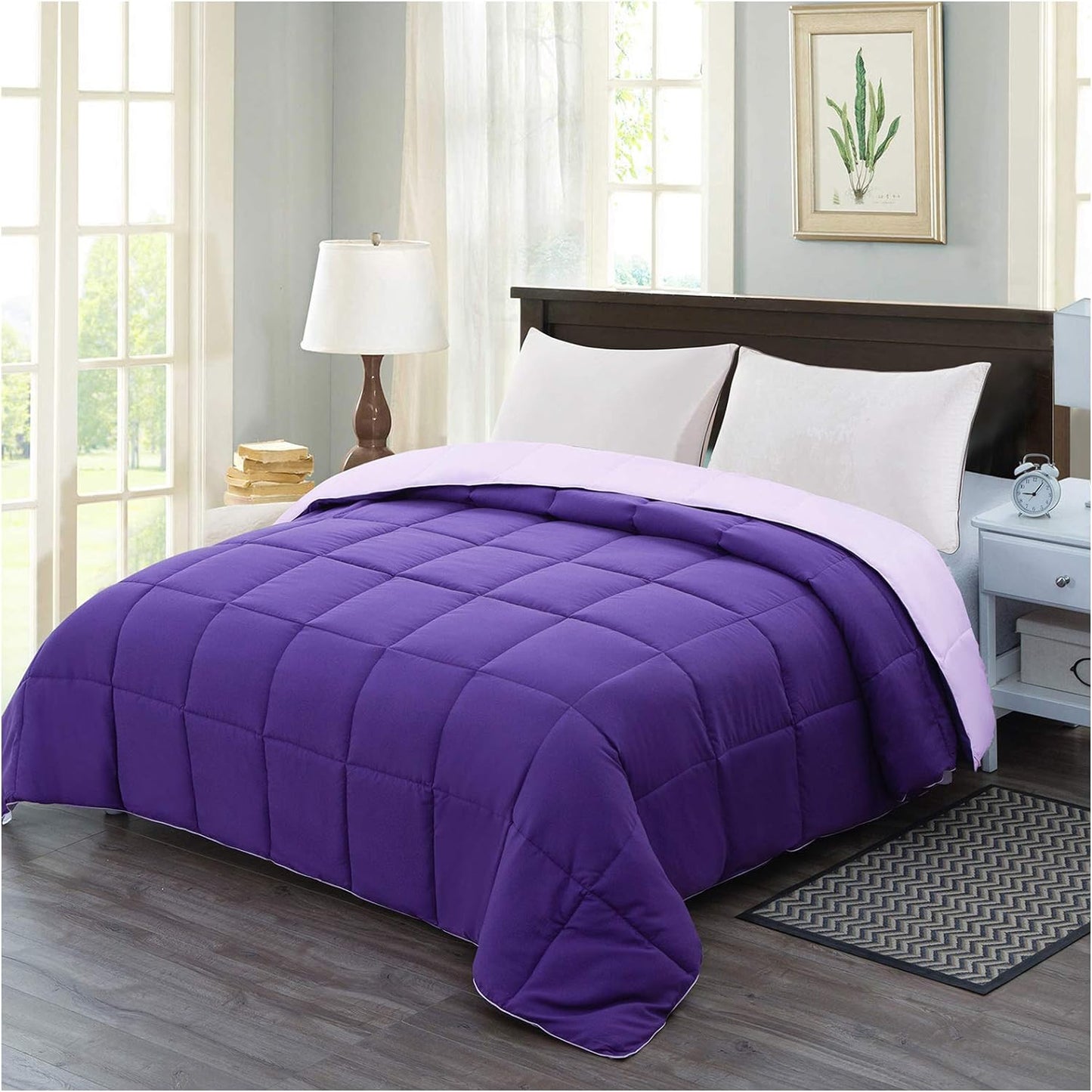Twin/Twin XL Comforter - Bed Duvet Insert Lightweight | Clump-Free Washable, All Season Soft down Alternative Bedding Blanket Quilted, Reversible Purple/Lavender College Dorm