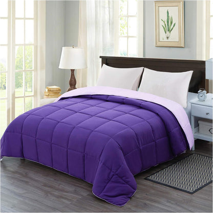 Twin/Twin XL Comforter - Bed Duvet Insert Lightweight | Clump-Free Washable, All Season Soft down Alternative Bedding Blanket Quilted, Reversible Purple/Lavender College Dorm