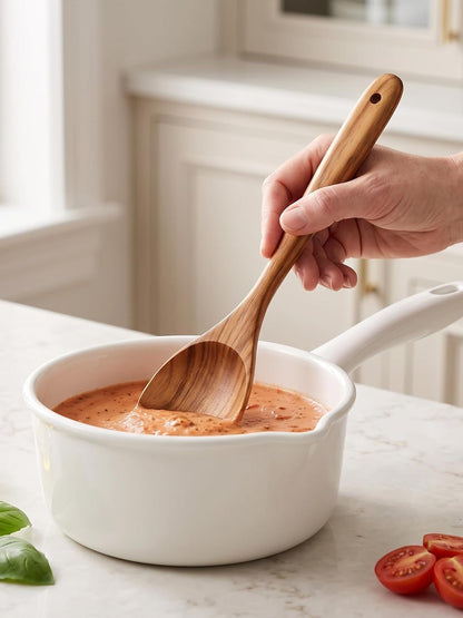 Teak Wood 8-Piece Wooden Kitchen Utensils Set, Wooden Spoons for Cooking, Smooth Wood Spatula Set for Nonstick Cookware, Daily Cooking, Housewarming Gift