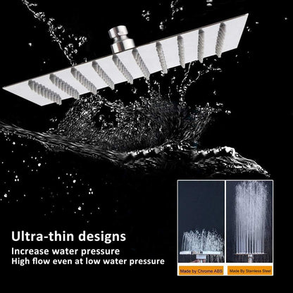 Rain Shower Head, High Flow Stainless Steel Square Rainfall Shower, High Pressure Design, Awesome Shower Experience Even at Low Water Flow (8 Inch, Chrome Finish)
