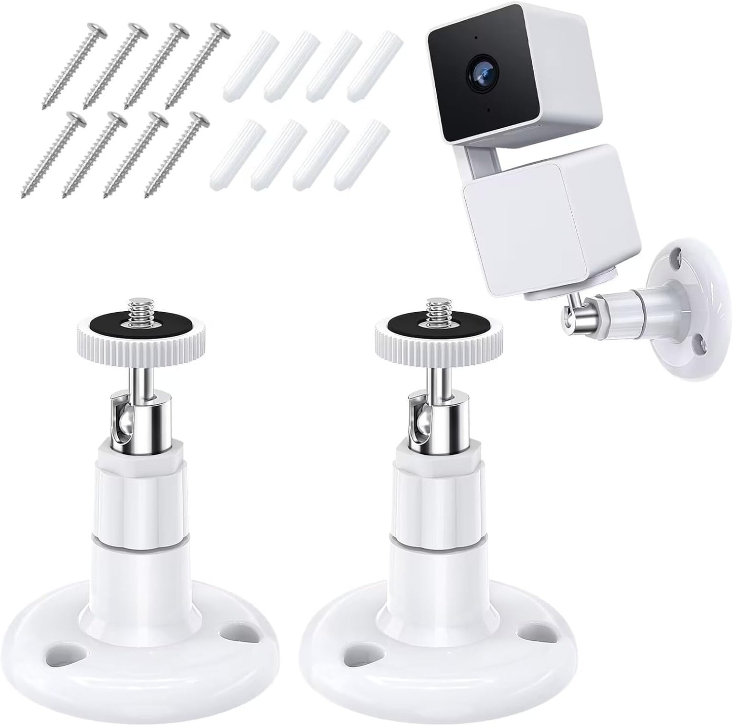 Wall Mount Kit for Wyze Cam Pan V3/ Wyze Cam V4/V3 - 2 Pack White | 360 Degree Swivel Adjustable Bracket, Camera Mount for Wyze Cam Outdoor/Indoor Accessories, Others Camera with Same Interface