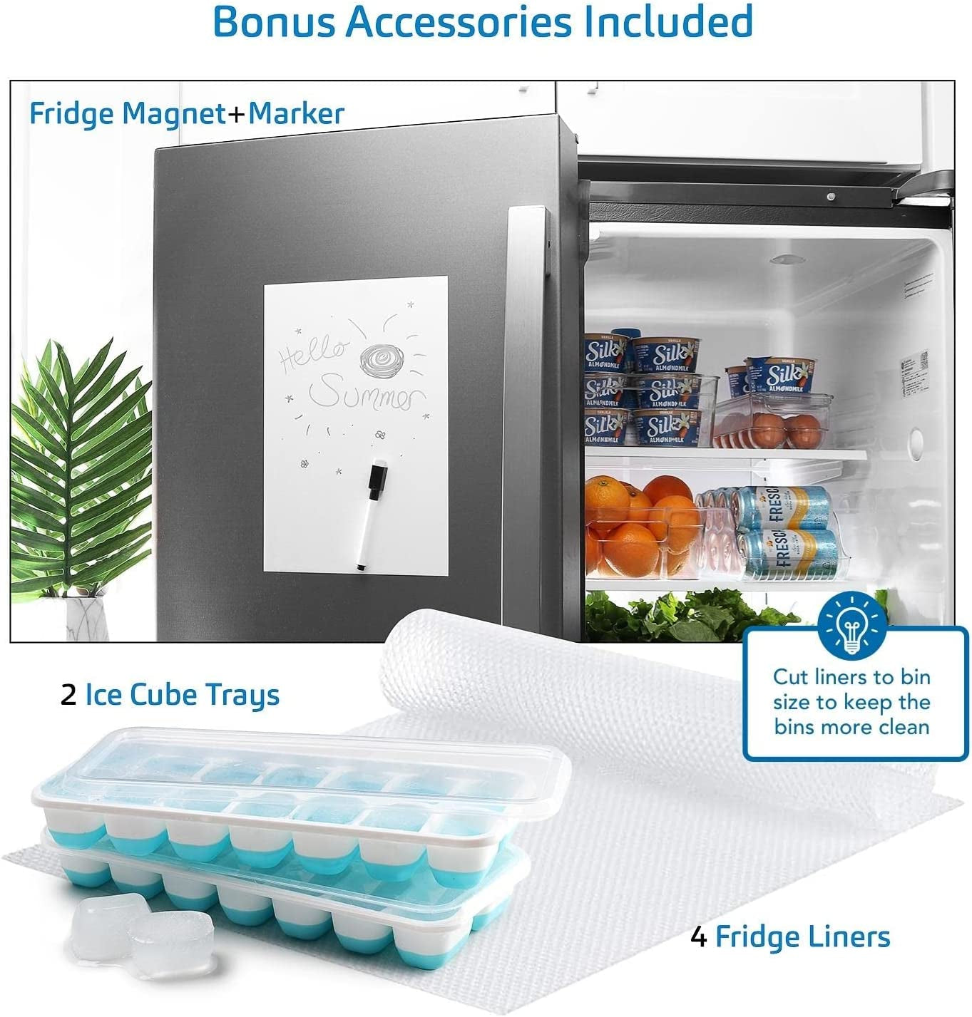 Fridge Organizer - 14 Piece Refrigerator Organizer Bins - Stackable Freezer Organizer - Clear Refrigerator Organizer - Acrylic Fridge Bins, (VDS-SB-BIN-14SET)