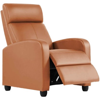 Recliner Chair for Living Room Furniture Home Theater Seating Glider Chairs Modern Wingback Single Sofa PU Leather with Footrest (Tan)
