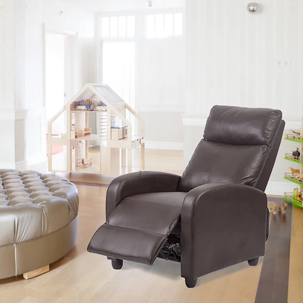 Recliner Chair for Living Room Furniture Home Theater Seating Glider Chairs Modern Wingback Single Sofa PU Leather with Footrest (Tan)