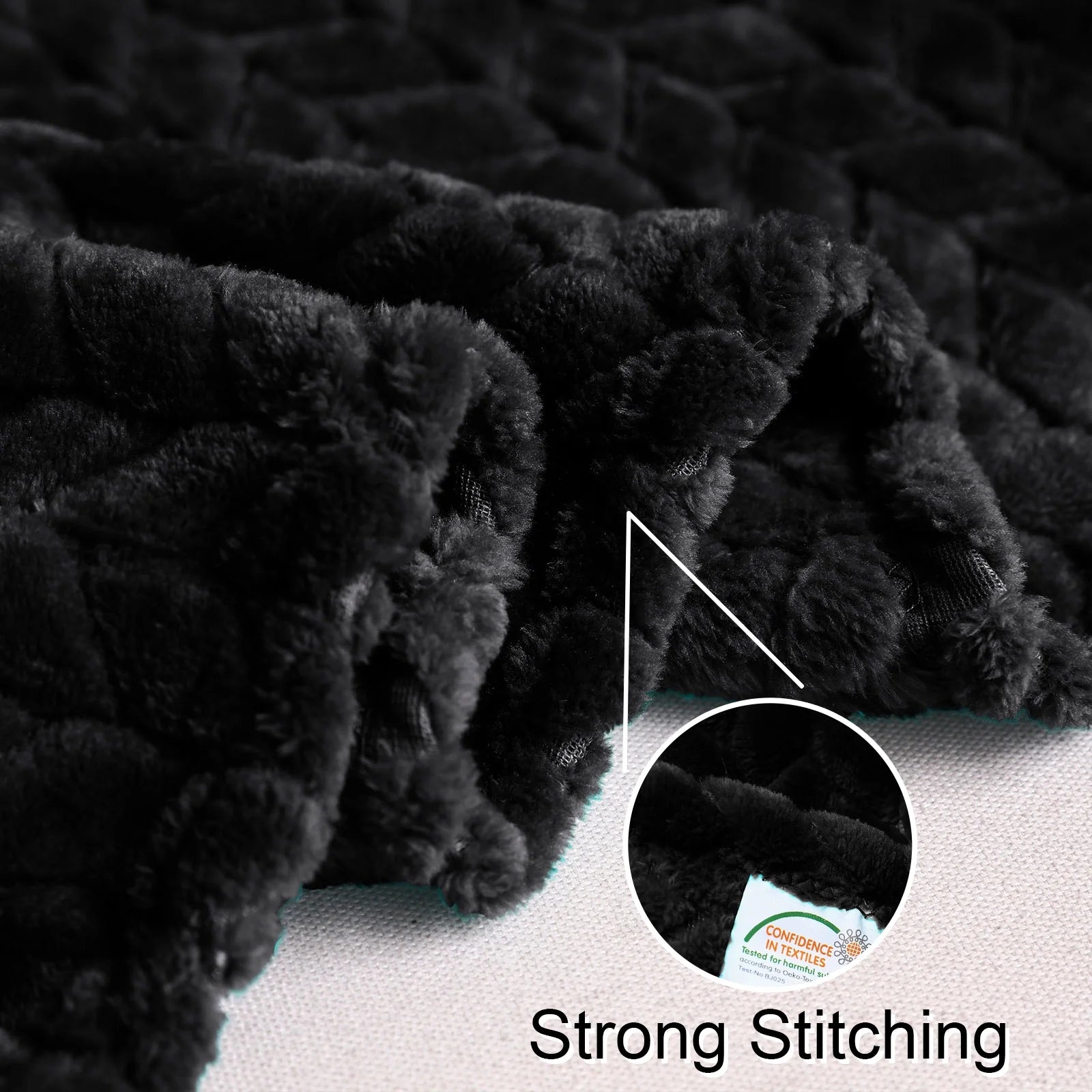 Large Flannel Fleece Throw Blanket, Jacquard Weave Leaves Pattern (50" X 70", Black)