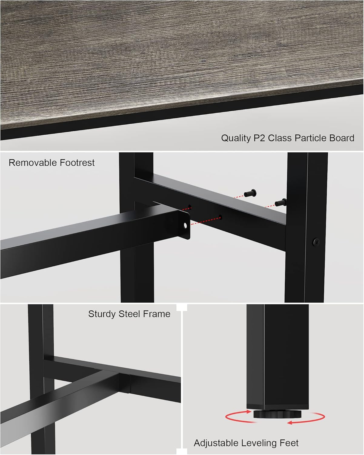 Bar Table, Bar Height Pub Table, High Top Cocktail Table for Kitchen Dining | 47.24" Rectangular Bar High Table for Kitchen Nook, Home Bar, Living Room, Bistro, Pub, Party, Sturdy Metal Frame