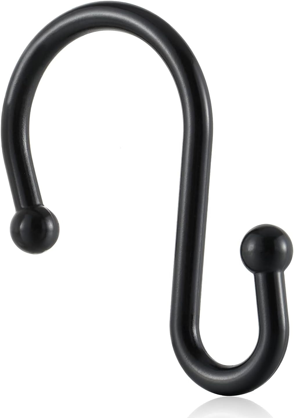 Metal Shower Curtain Hooks, Rust Proof Shower Curtain Rings, Black Shower Curtain Hooks for Bathroom, S Shaped Decorative Shower Hooks Hangers for Shower Curtain Rod,Set of 12