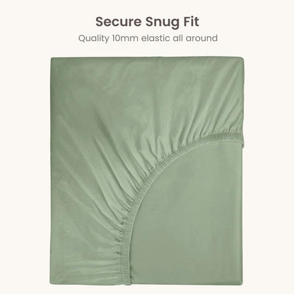 100% Organic Cotton 1 King Size Fitted Sheet Only | 300 Thread Count Sateen Weave GOTS Certified with Deep Pocket - Basil