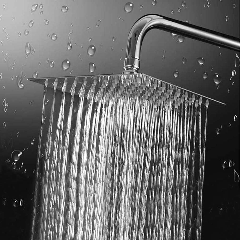 Rain Shower Head, High Flow Stainless Steel Square Rainfall Shower, High Pressure Design, Awesome Shower Experience Even at Low Water Flow (8 Inch, Chrome Finish)