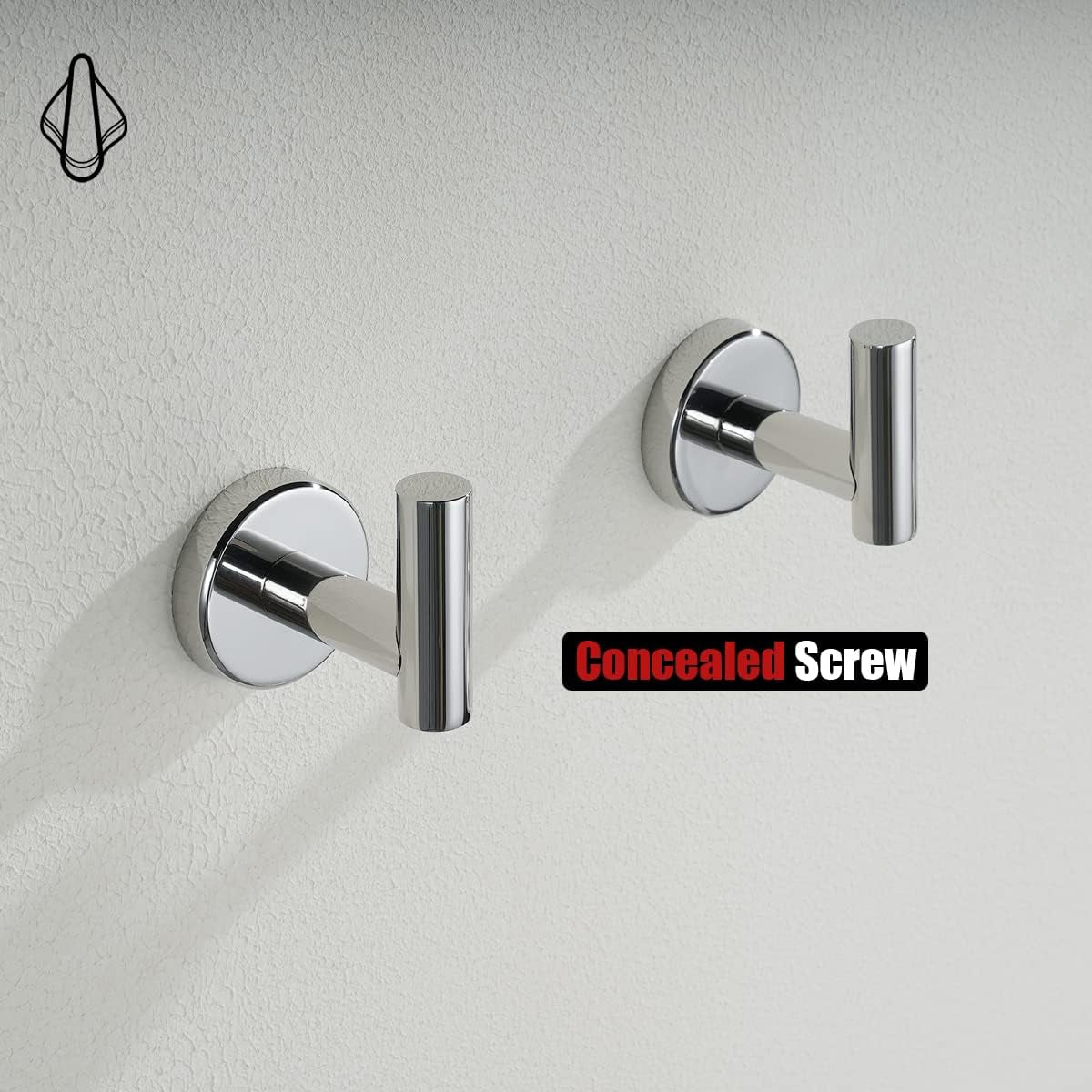 Chrome Bathroom Towel Hook, 304 Stainless Steel Coat Robe Clothes Hook for Bathroom Kitchen Garage Wall Mounted (Pack of 2), TH100-CH-P2