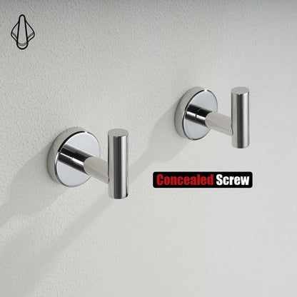 Chrome Bathroom Towel Hook, 304 Stainless Steel Coat Robe Clothes Hook for Bathroom Kitchen Garage Wall Mounted (Pack of 2), TH100-CH-P2