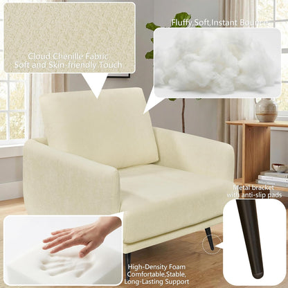 37.5” Oversized Accent Chair for Living Room, Chenille Armchair for Living Room