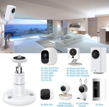 Wall Mount Kit for Wyze Cam Pan V3/ Wyze Cam V4/V3 - 2 Pack White | 360 Degree Swivel Adjustable Bracket, Camera Mount for Wyze Cam Outdoor/Indoor Accessories, Others Camera with Same Interface