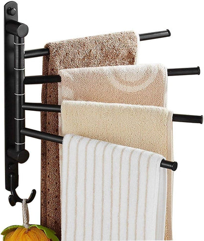 Oil Rubbed Bronze Towel Bars for Bathroom Wall Mounted Swivel Towel Rack Holder with Hooks 4-Arm