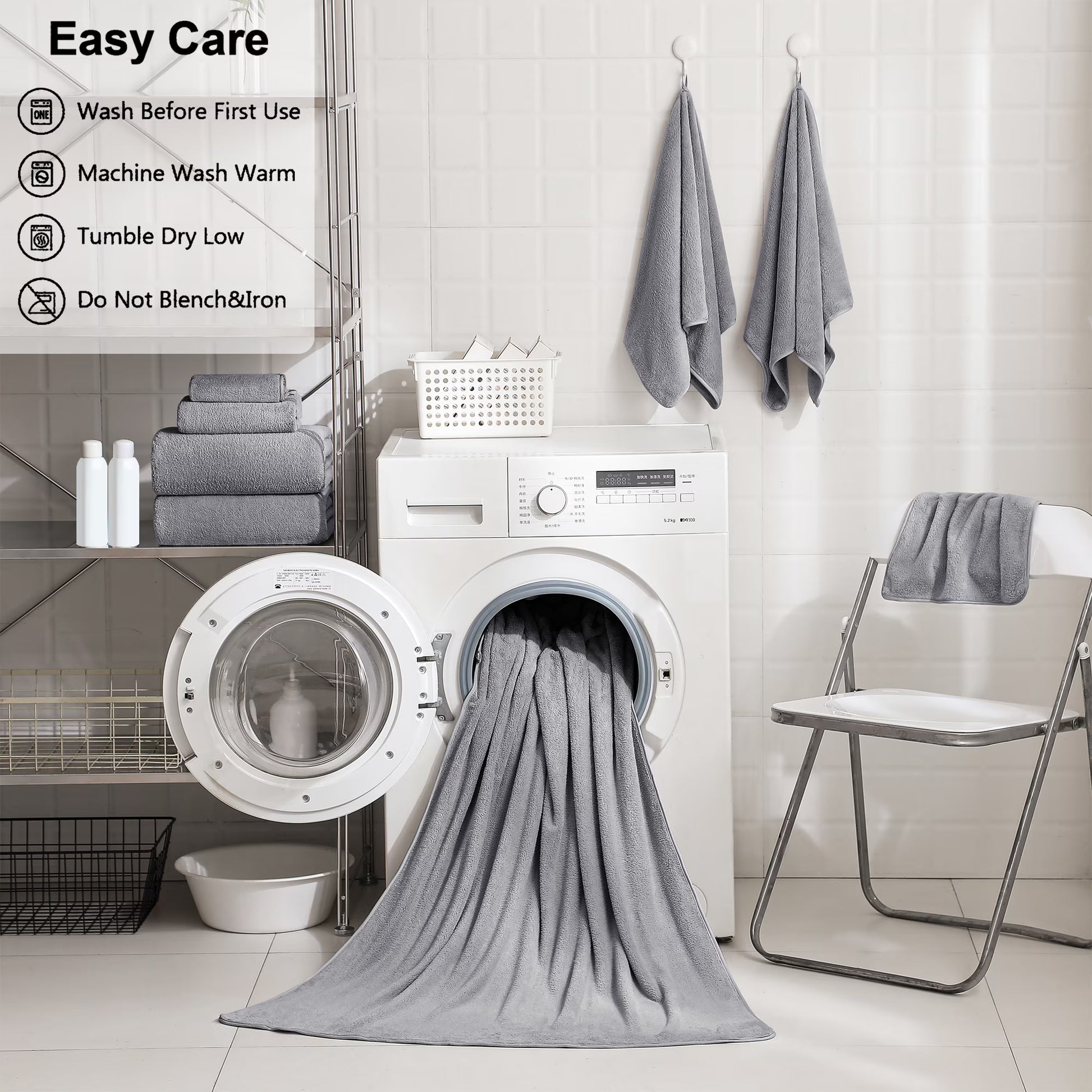 4 Pack Oversized Bath Sheet Towels 700 GSM Ultra Soft Light Gray Bath Towel Set