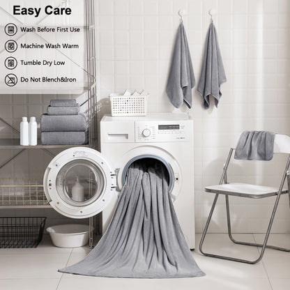 4 Pack Oversized Bath Sheet Towels 700 GSM Ultra Soft Light Gray Bath Towel Set