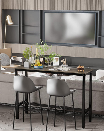 Bar Table, Bar Height Pub Table, High Top Cocktail Table for Kitchen Dining | 47.24" Rectangular Bar High Table for Kitchen Nook, Home Bar, Living Room, Bistro, Pub, Party, Sturdy Metal Frame