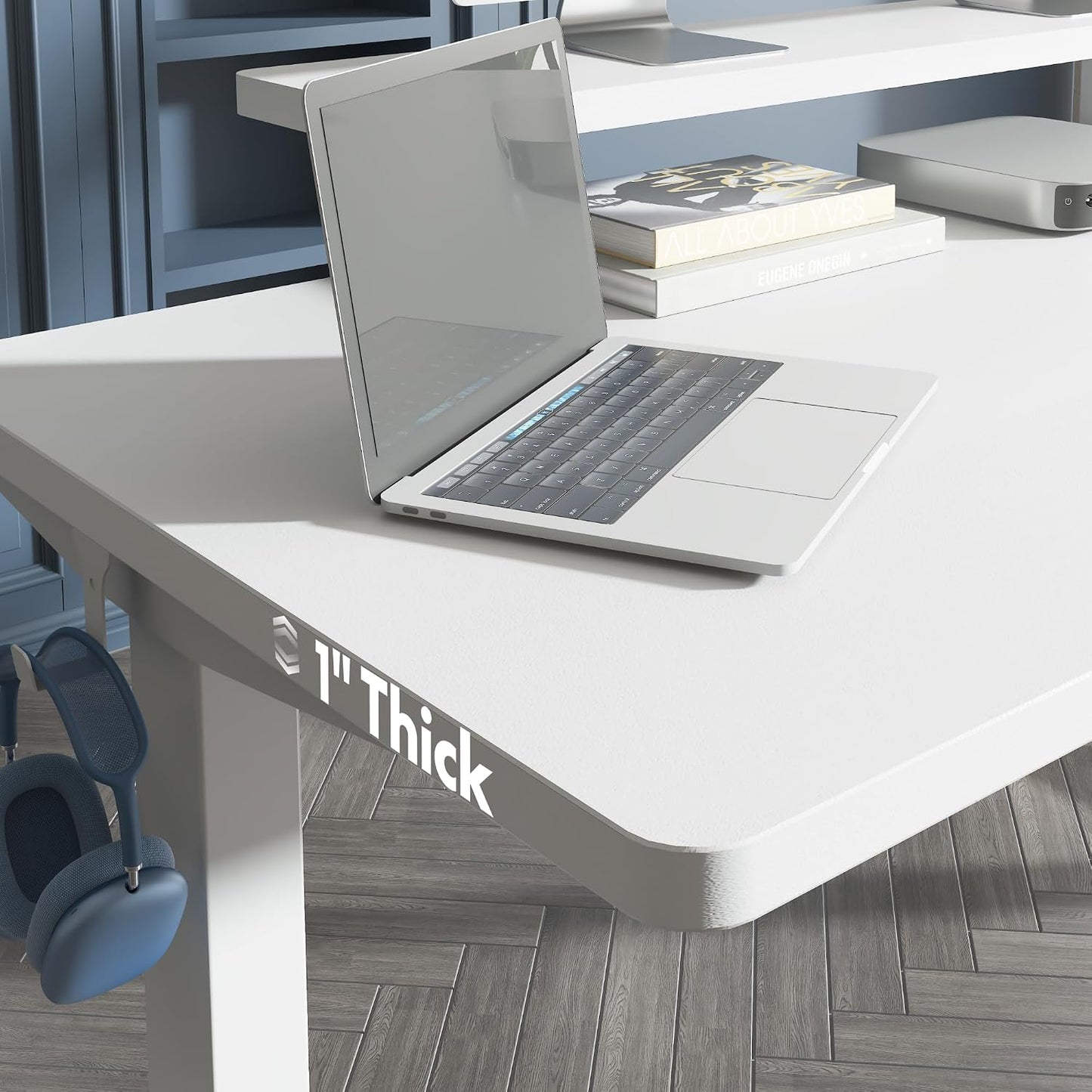 FLEXISPOT 48"X24" Electric Standing Desk, White | One-Piece Desktop, 1" Thick Top, Height Adjustable, Stable Steel Frame, Home Office & Multi-Monitor Setup