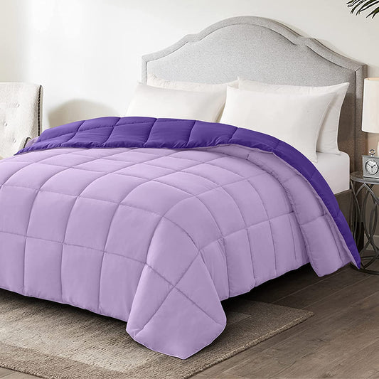 Twin/Twin XL Comforter - Bed Duvet Insert Lightweight | Clump-Free Washable, All Season Soft down Alternative Bedding Blanket Quilted, Reversible Purple/Lavender College Dorm