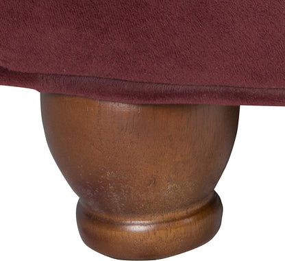 Home Decor |N8264-B119 | Large Button Tufted Velvet round Storage Ottoman | Ottoman with Storage for Living Room & Bedroom, Berry