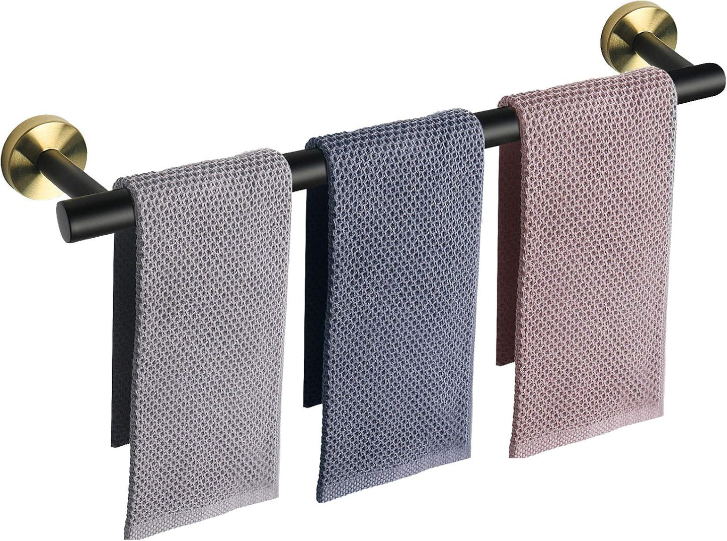 Bath Towel Bar, Thicken Stainless Steel Shower Towel Rack Holder Wall Mounted for Bathroom, 33-Lnch Overall Length-30-Lnch Usable Hanging Space (1 Pack, Matte Black & Gold)