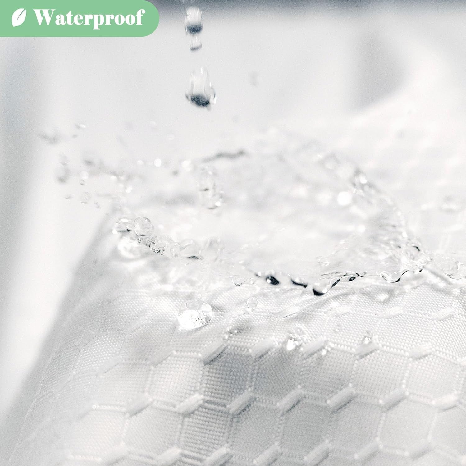 Waffle Weave Fabric Shower Curtain with Mesh Window, Heavy Duty Decorative Bathroom Curtain with White Pique Pattern, Spa-Like Hotel Luxury, Water-Repellent,71X 74 Inches