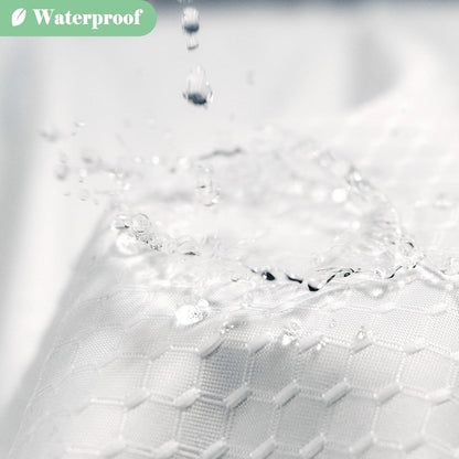 Waffle Weave Fabric Shower Curtain with Mesh Window, Heavy Duty Decorative Bathroom Curtain with White Pique Pattern, Spa-Like Hotel Luxury, Water-Repellent,71X 74 Inches