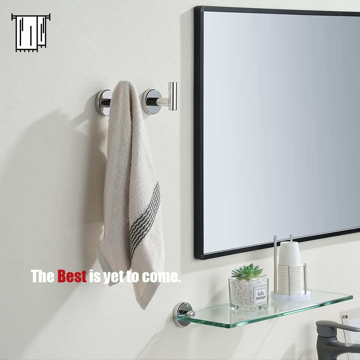 Chrome Bathroom Towel Hook, 304 Stainless Steel Coat Robe Clothes Hook for Bathroom Kitchen Garage Wall Mounted (Pack of 2), TH100-CH-P2