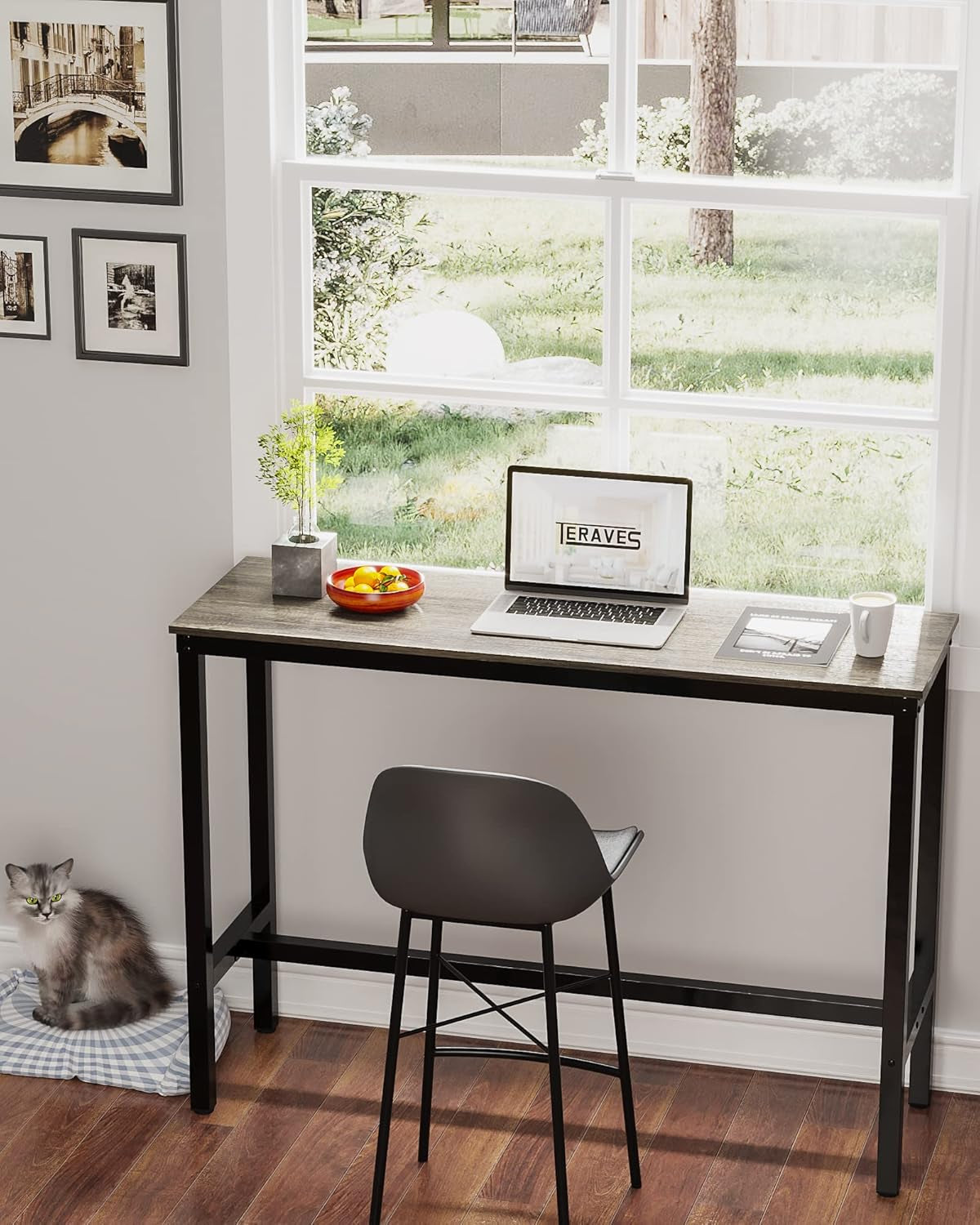 Bar Table, Bar Height Pub Table, High Top Cocktail Table for Kitchen Dining | 47.24" Rectangular Bar High Table for Kitchen Nook, Home Bar, Living Room, Bistro, Pub, Party, Sturdy Metal Frame